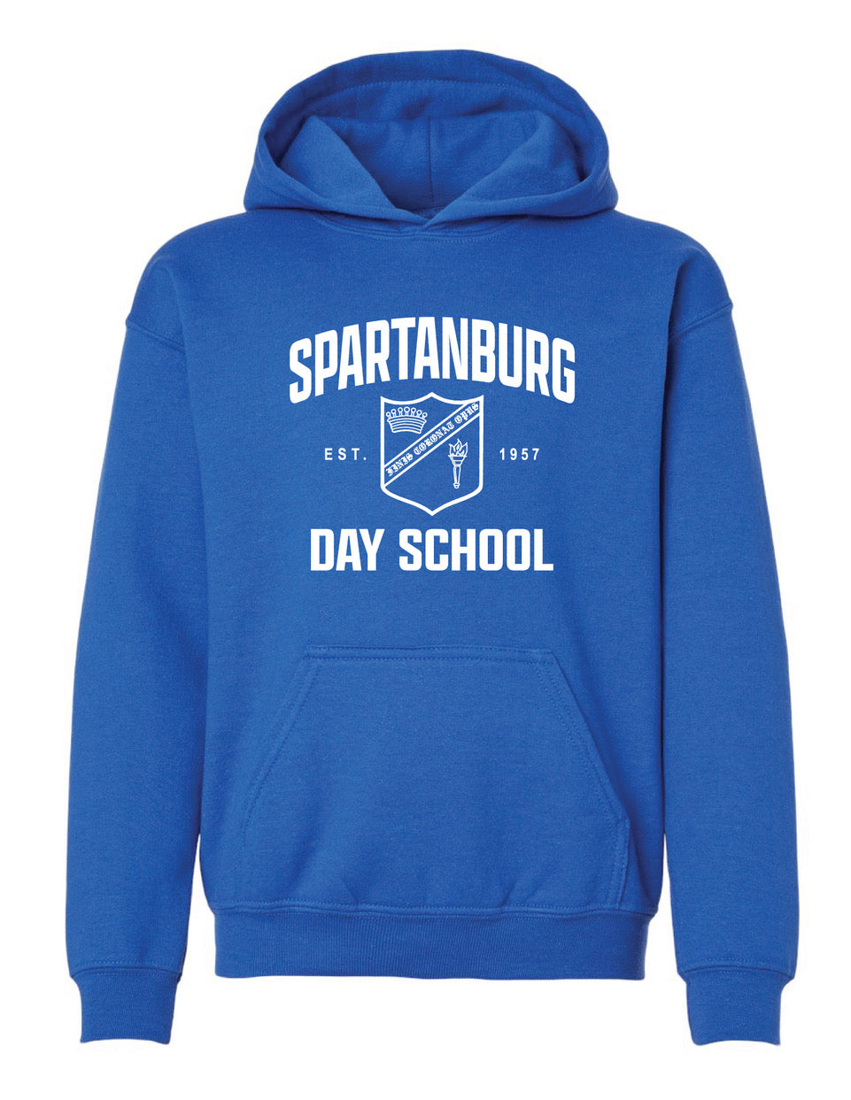 NEW Spartanburg Day School Royal Classic Crest Hoodie