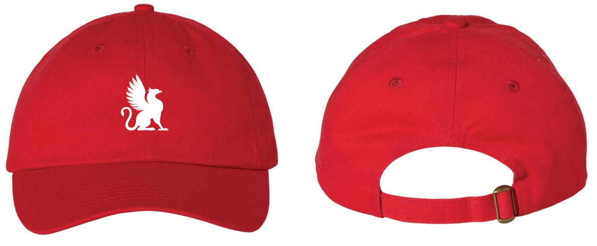 Red Baseball Hat with White Griffin