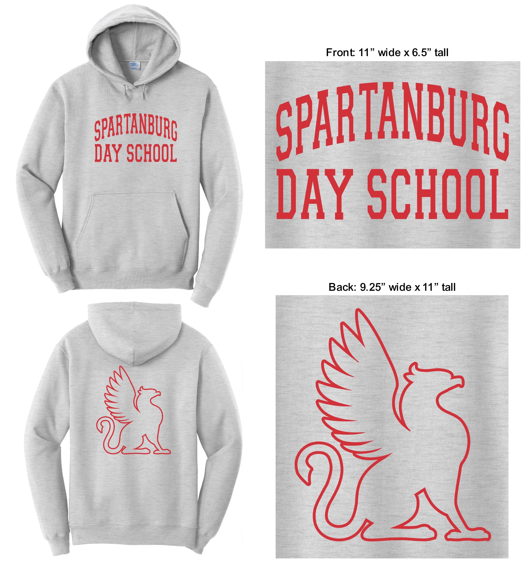 Gray Spartanburg Day School Hoodie