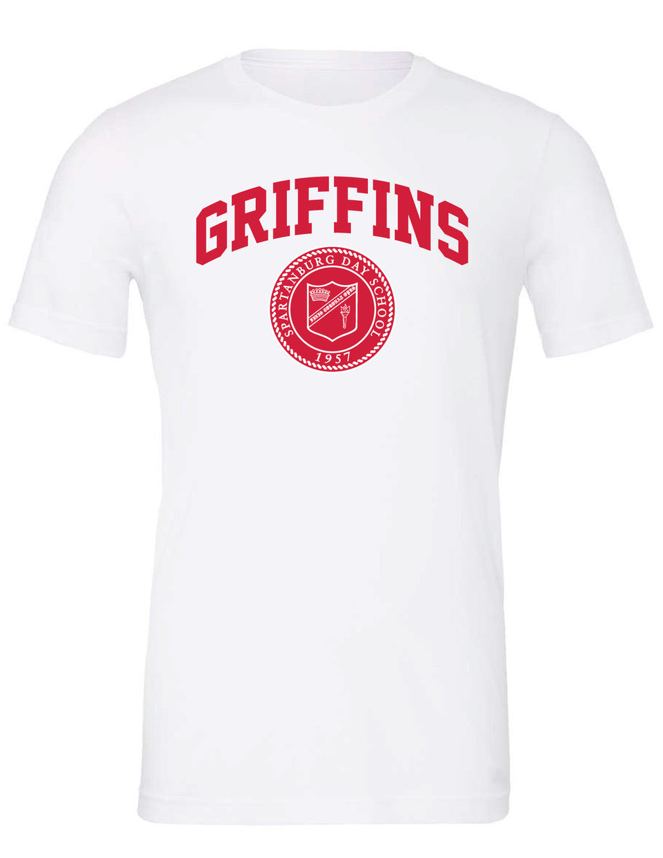 NEW Spartanburg Day School Griffins White Crest Tee