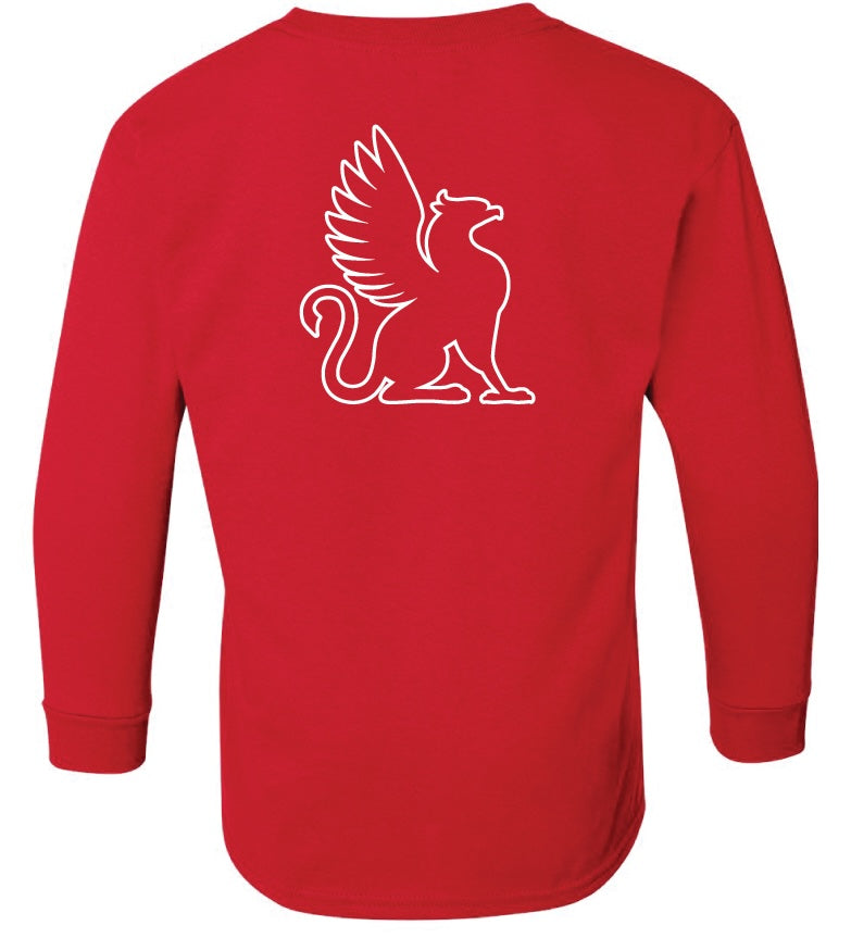 Red Long Sleeve Tee with White Griffin Detail
