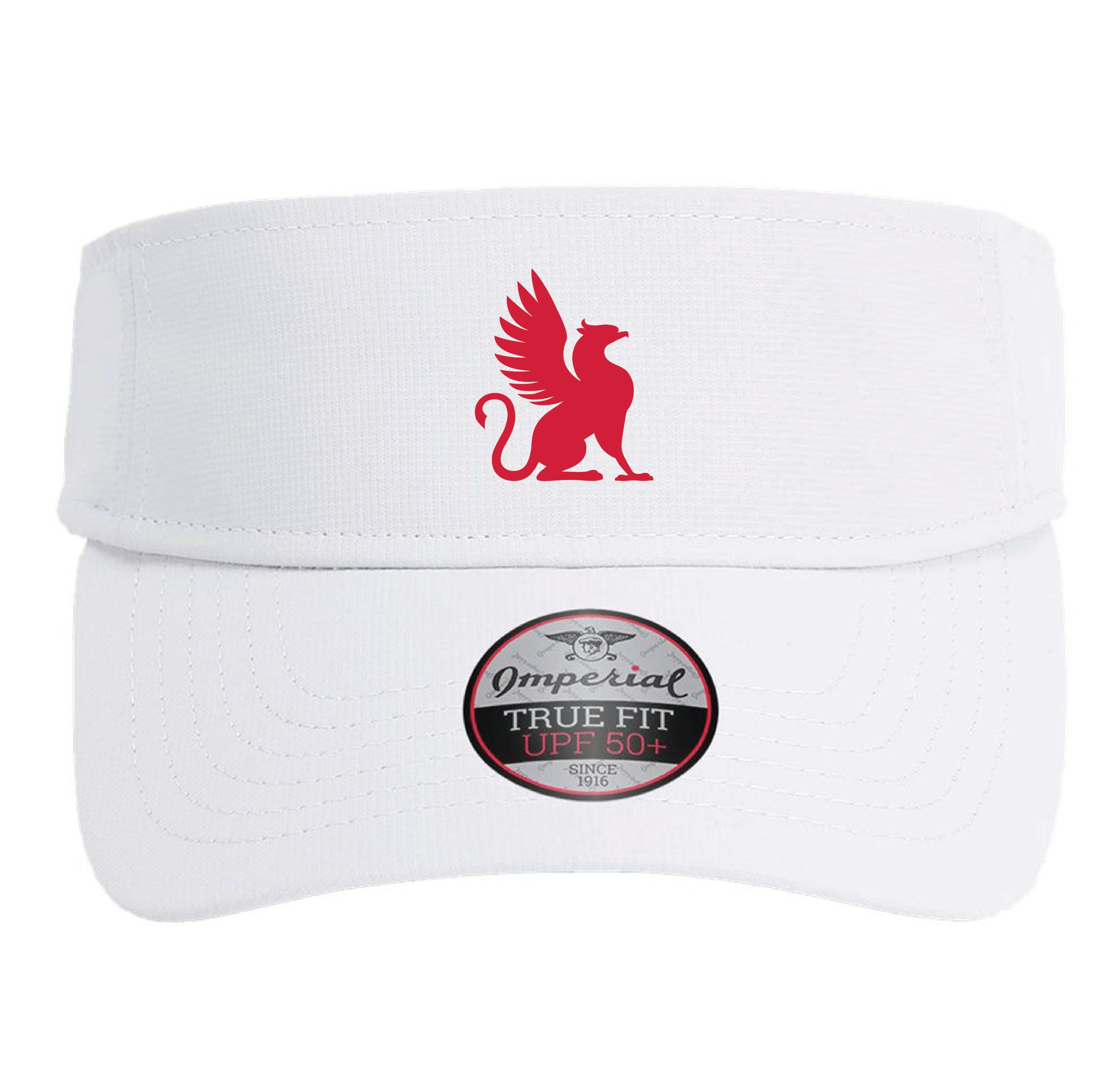 White Visor with Embroidered Red Griffin