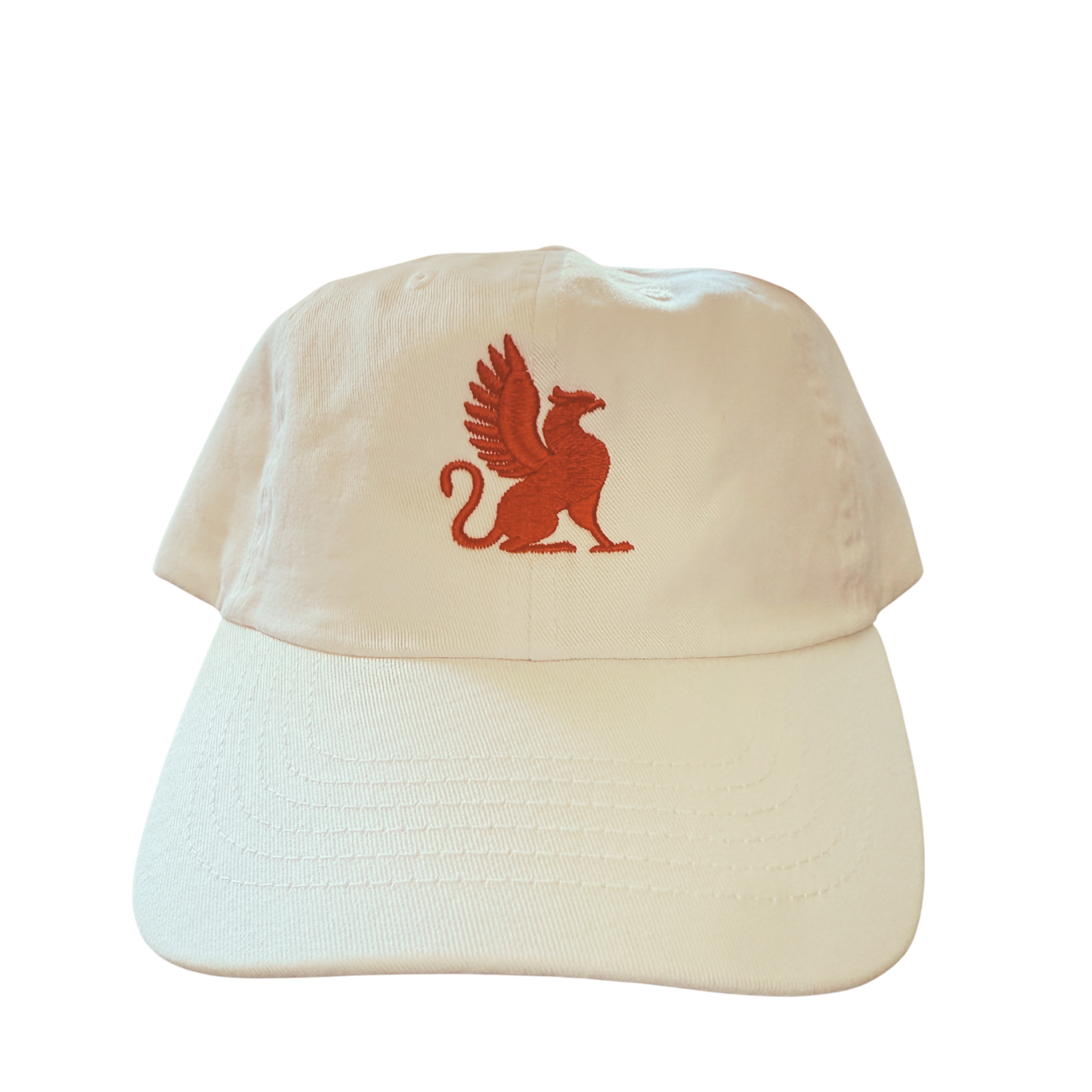 White Baseball Hat with Red Griffin