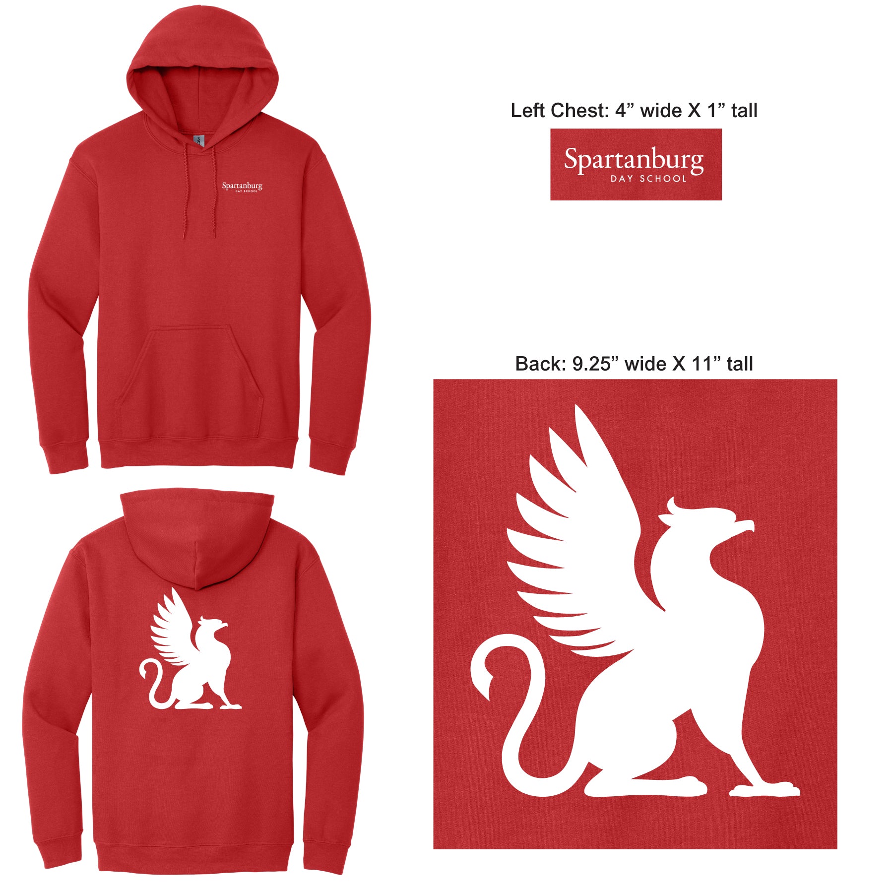 Red Spartanburg Day School Hoodie